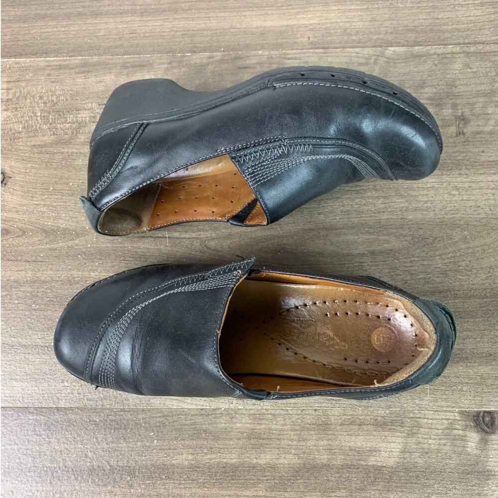 Clarks Unstructured Women's Black Leather Shoes Comfort Wedge Heels Size 7 M
